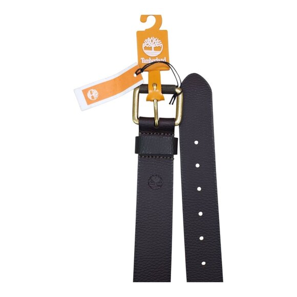 Timberland Mens Full Grain Leather Belt M 34/36 Brown Brass Buckle 1 1/2" Wide - Picture 3 of 16